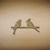 Medinė sienos dekoracija 2 paukščiai, pilka