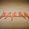 Medinė sienos dekoracija 5 paukščiai, raudona