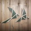 Spalvotos medinės origami stiliaus sienos dekoracijos Paukščiai
